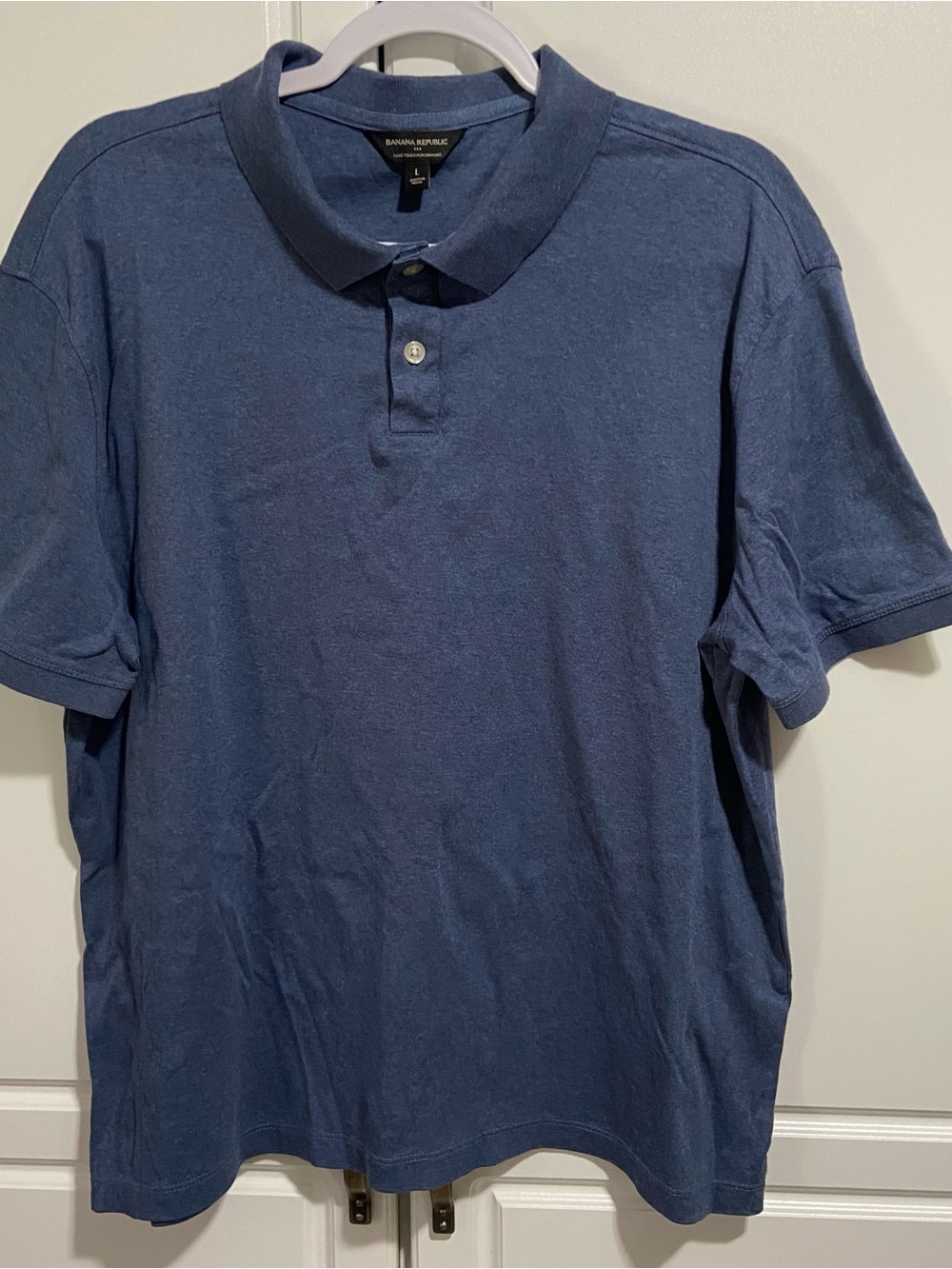 Banana Republic Men's Heather Blue Polo Shirt